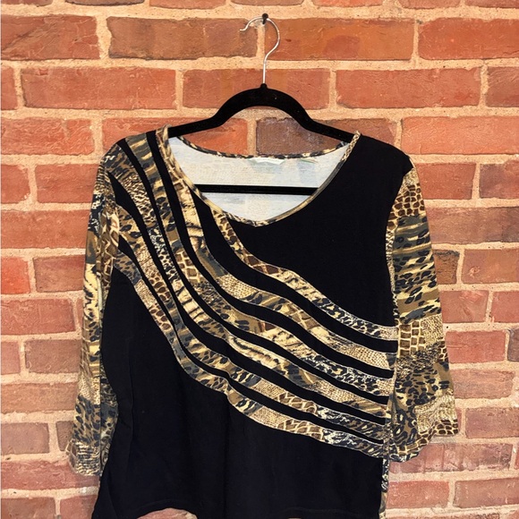 Laura Ashley Tops - Laura Ashley Black and Tan Patterned Blouse